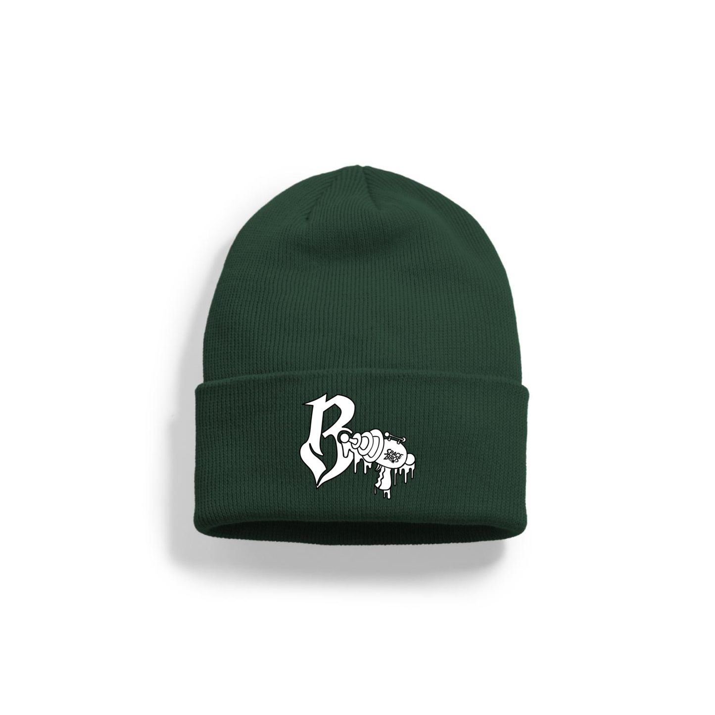 BAKA NOTNICE X SPACE BROS EMBROIDERED FINE KNIT BEANIE (HUNTER GREEN)