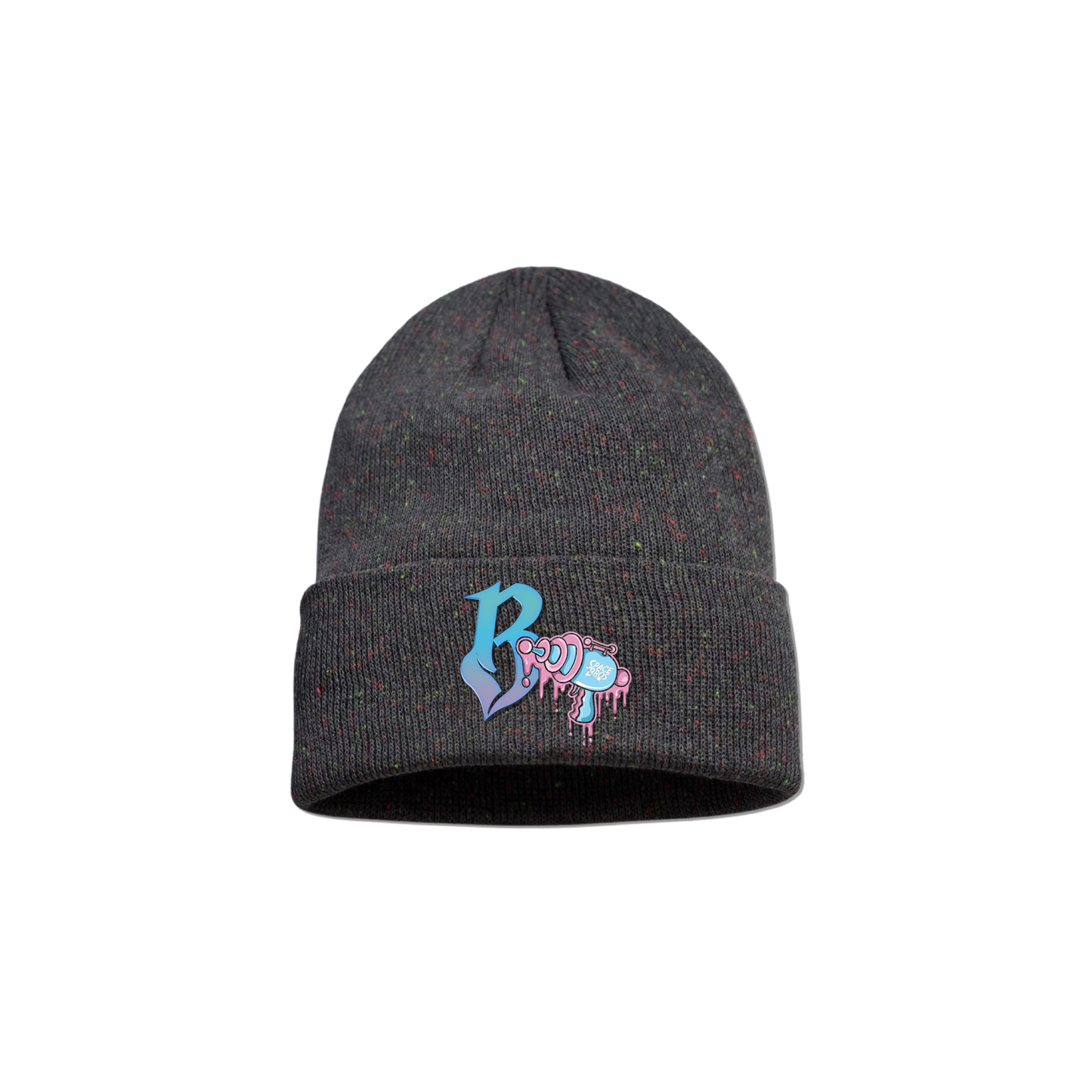 BAKA NOTNICE X SPACE BROS EMBROIDERED FINE KNIT BEANIE (GREY SPECKLE)